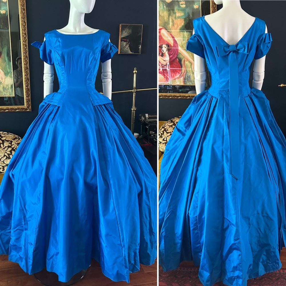 1950s vintage taffeta ball gown stunning tulle flare